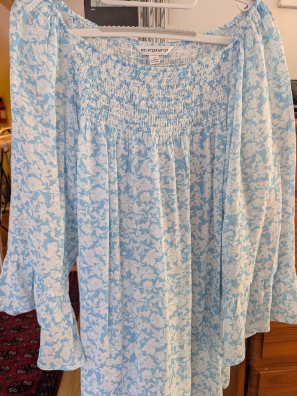 FINAL MARKDOWN! Counterparts Soft Pale Blue & White Blouse, 1x